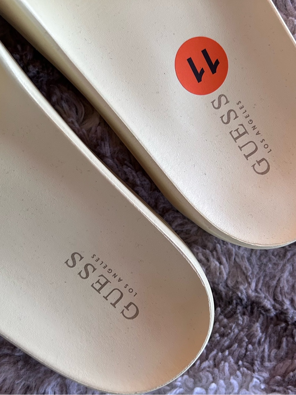 GUESS Cream Slide Sandals with Gold Logo Accents - Picture 5 of 5